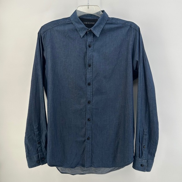 Theory Other - Theory Chambray Button Down Shirt Long Sleeve Dark Blue Men's Large Cotton